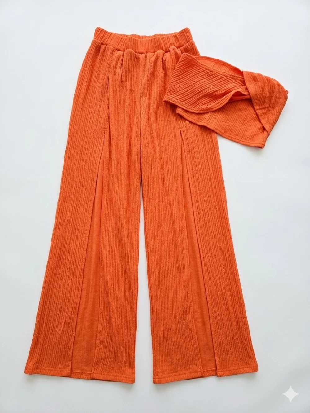 SHEIN Orange One-Shoulder Crop Top & Wide-Leg Pants Set